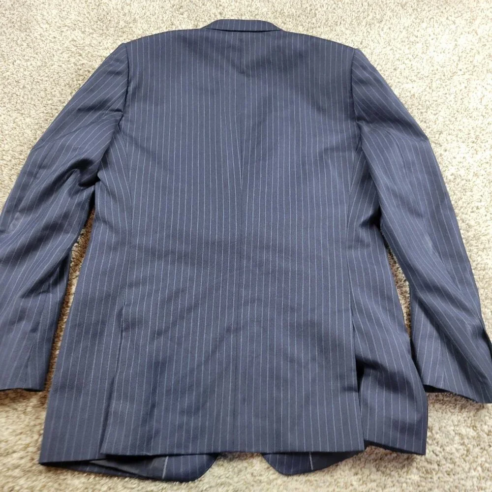 Banana Republic Blazer Mens 42L Blue Vitale Barberis Wool Lined Striped Mark*